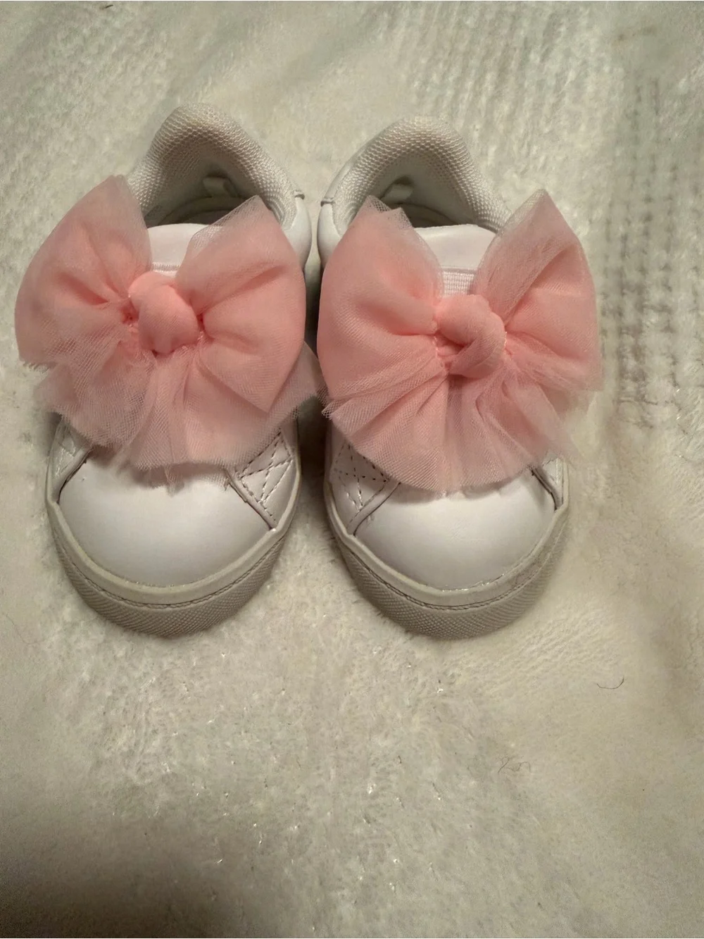 wonder nation White Toddler Sneakers with Pink Tulle Bows